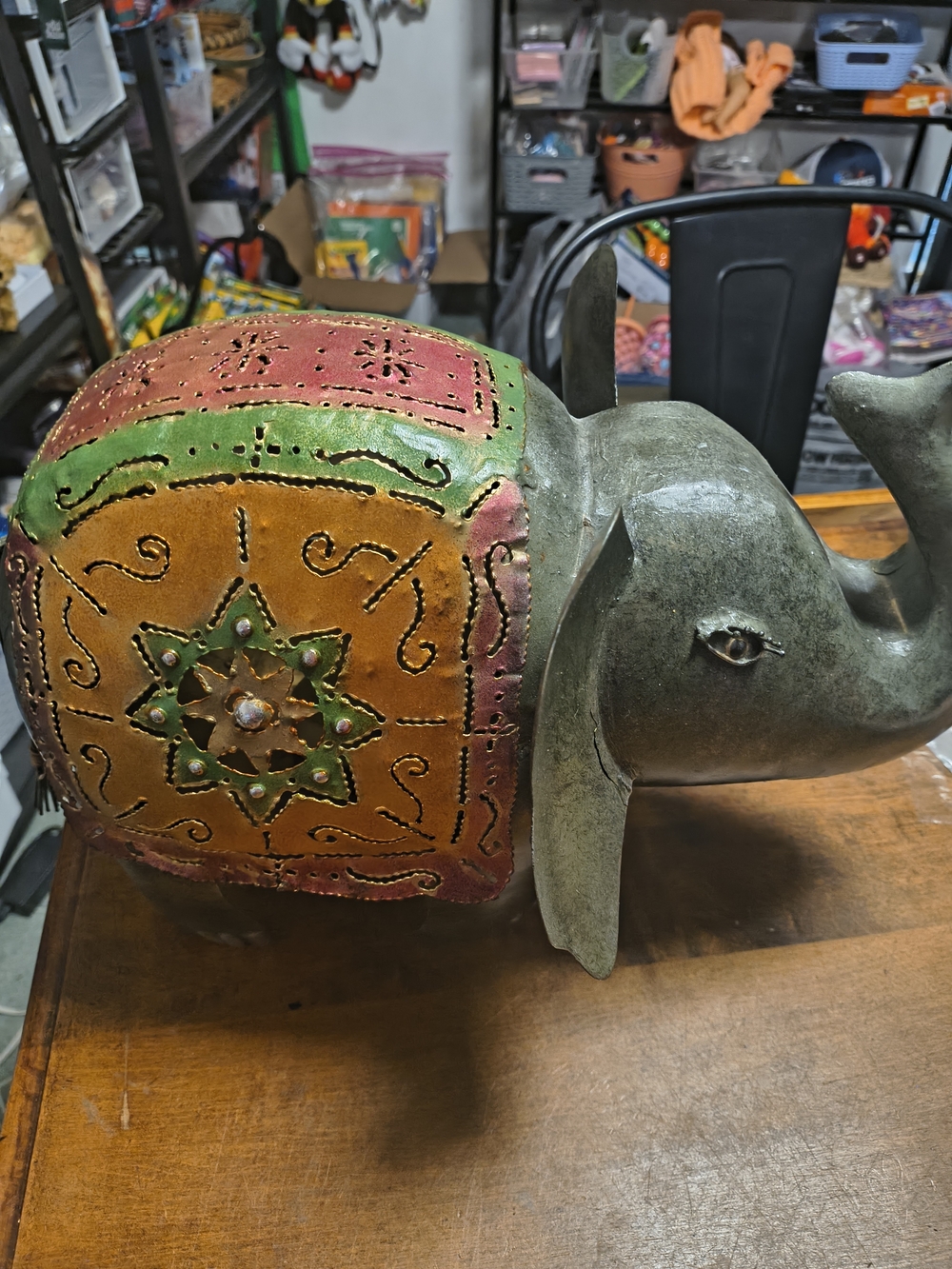 Decorative Elephant Accent with Multicolor Saddle - Home Accents